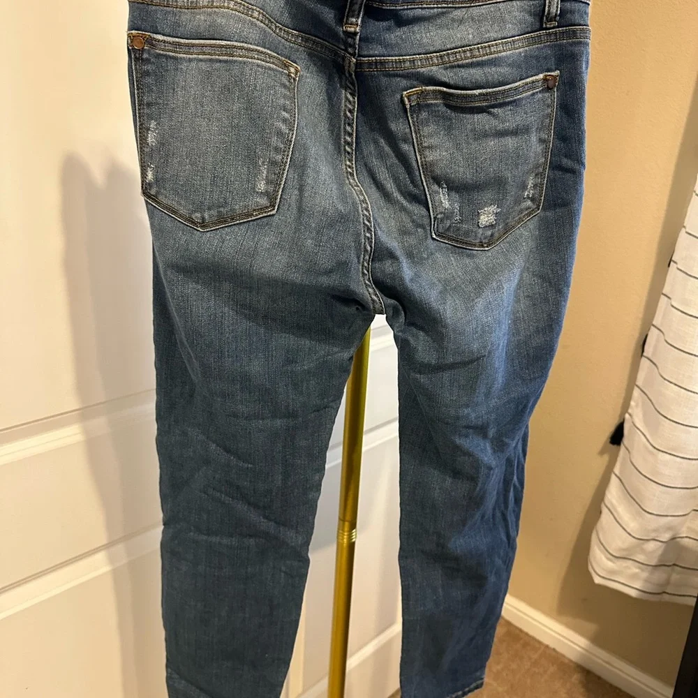 Judy Blue Light Blue relaxed Distressed Boyfriend cropped Jeans size 13 juniors - Picture 9 of 9
